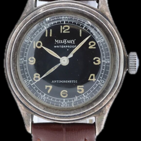 Vintage 31mm Military Men\'s Mechanical Wristwatch Swiss Made Sterling Silver main image 6